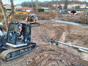 St Romain en Gier 23-01-25 Traversée du Gier dans le cadre des travaux du SYGR